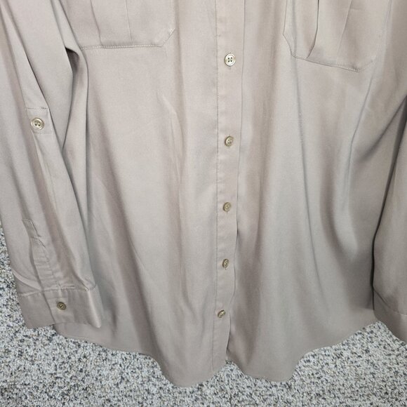 Chicos Top Womens 2 US Large Beige Button Up Roll Tab Sleeve Collared Casual - Picture 5 of 7